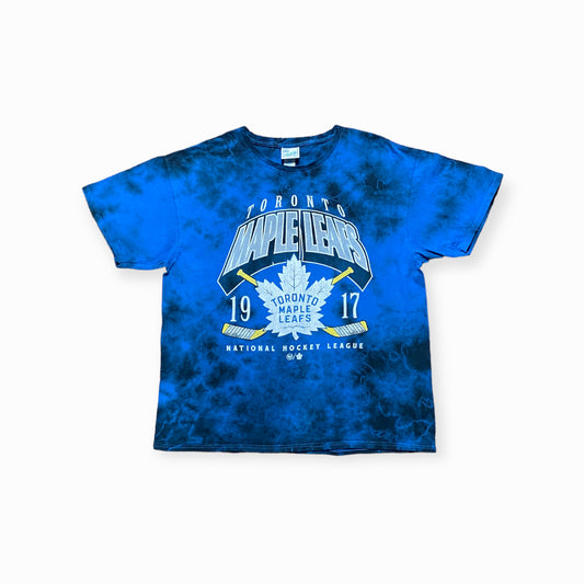 y2k Toronto Maple Leafs Hockey T-Shirt Baumwolle Blau L