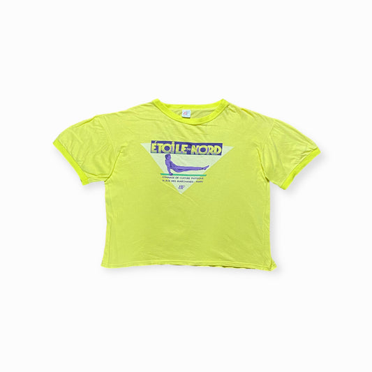 90s Oversized Belfe Sport T-Shirt Baumwolle Gelb Damen L