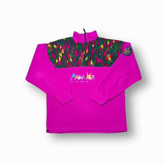 90s MAUNA KEA Surfing Sweatshirt Fleece Pink/Grün M