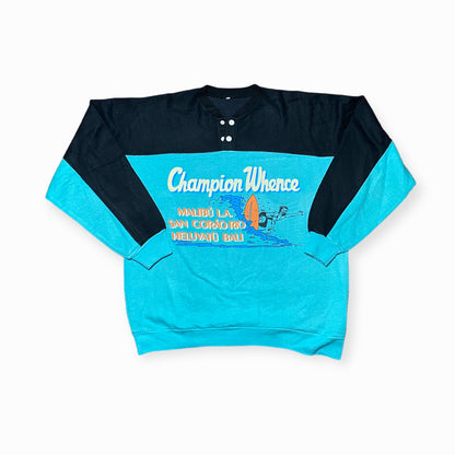 90s Surfing Sweatshirt Baumwolle Blau/Grün M