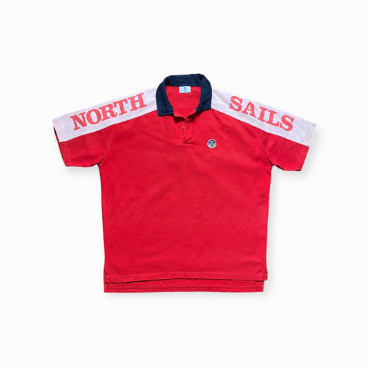 90s North Sails Segel Poloshirt Baumwolle Rot XL