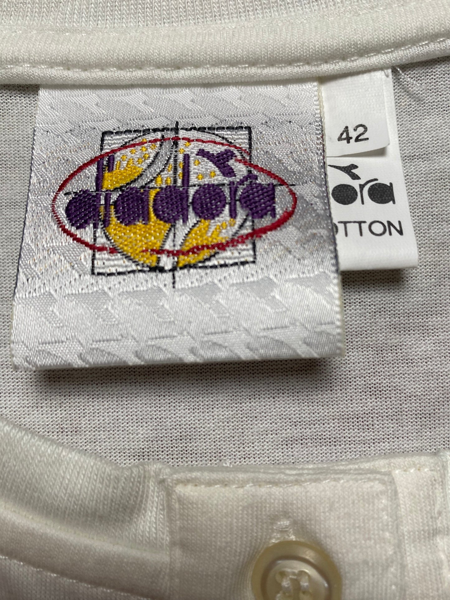 y2k Diadora T-Shirt Baumwolle Weiß/Bunt Damen L