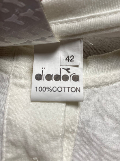 y2k Diadora T-Shirt Baumwolle Weiß/Bunt Damen L