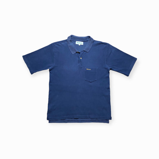 90s Barbour Poloshirt Baumwolle Blau L