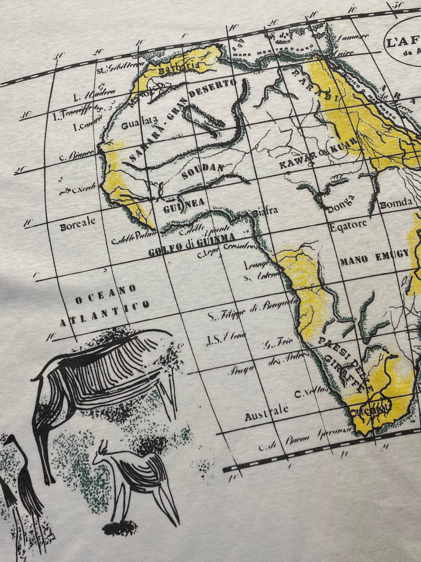 90s Afrika T-Shirt Baumwolle Schwarz/Weiß M