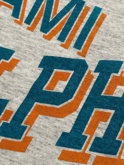 y2k Miami Dolphins American Football T-Shirt Baumwolle Grau/Grün S