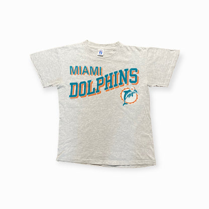 y2k Miami Dolphins American Football T-Shirt Baumwolle Grau/Grün S