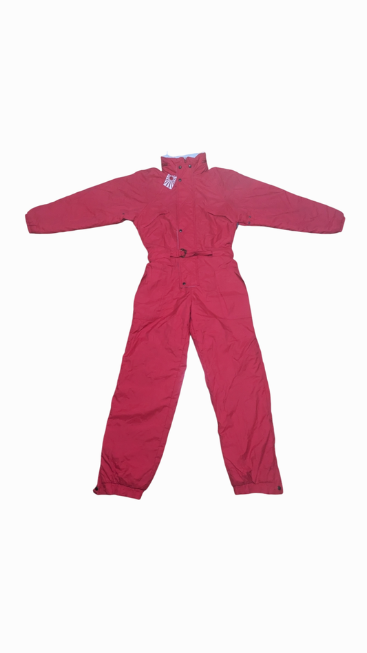 80s tonini Winter Skianzug Nylon Rot XL