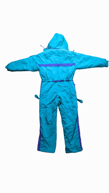 90s Winter Skianzug Nylon Grün/Lila XL