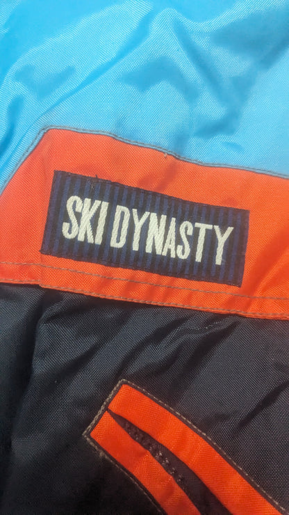 90s Ski Dynasty Winter Skianzug Nylon Marineblau/Hellblau XL