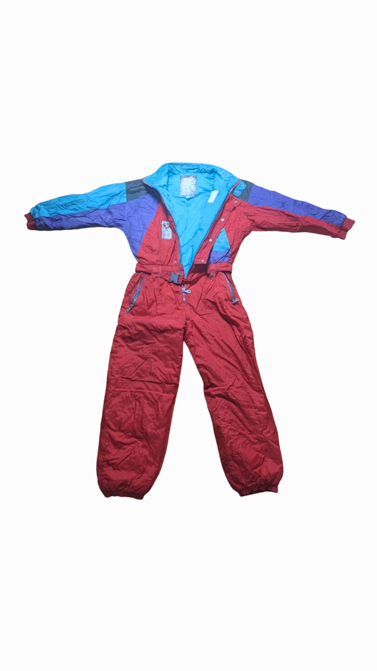 90s Ski Dynasty Winter Skianzug Nylon Rot/Lila XL