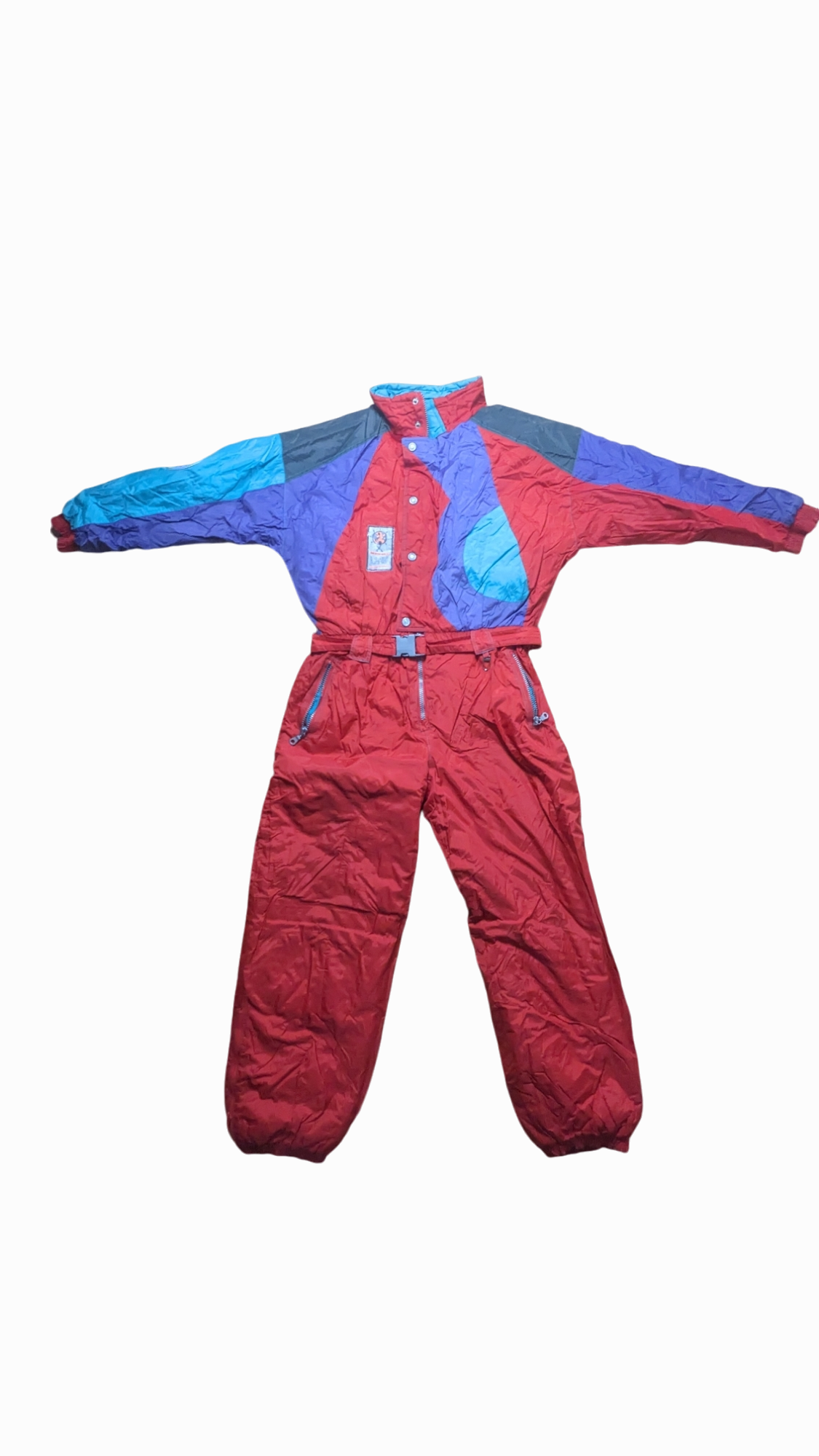 90s Ski Dynasty Winter Skianzug Nylon Rot/Lila XL