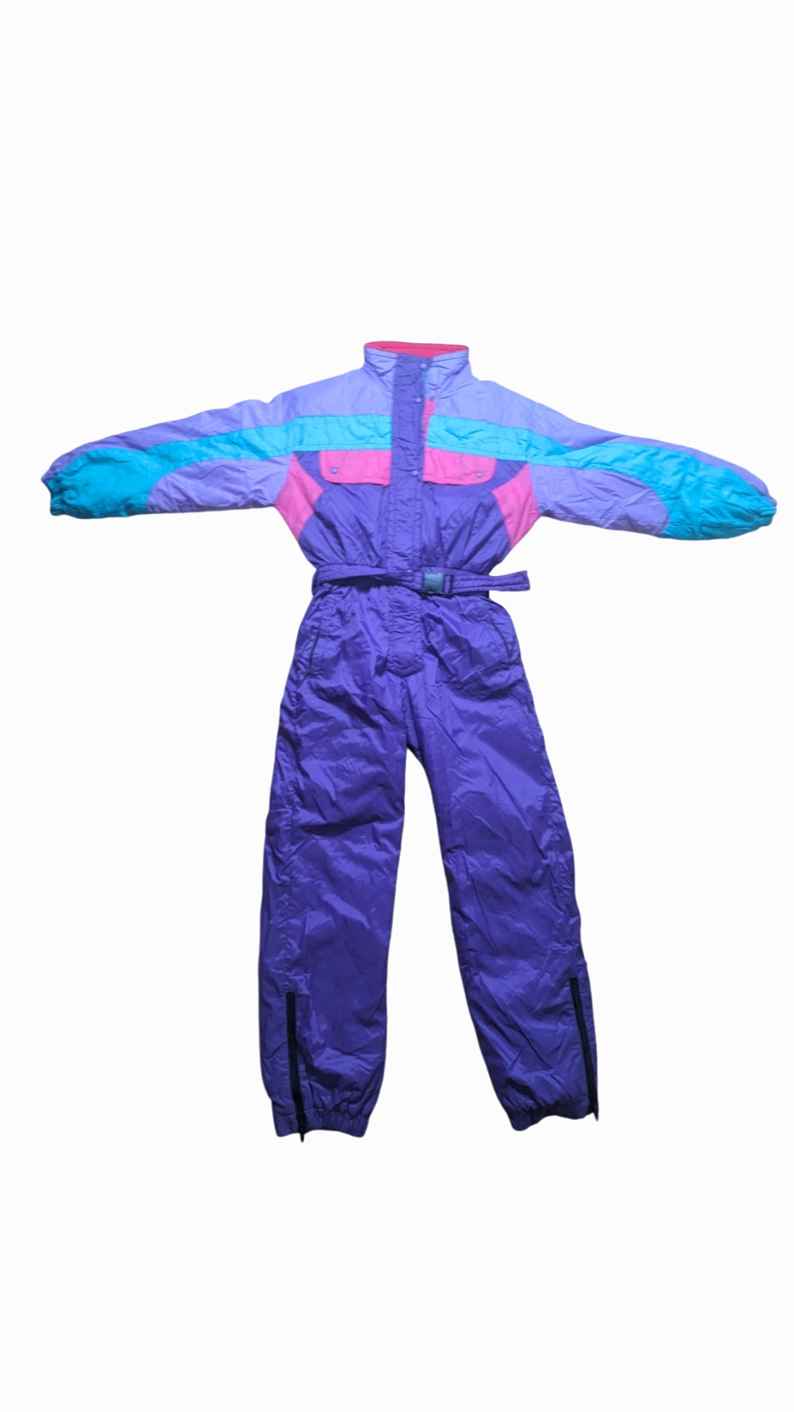 90s Brugi Winter Skianzug Nylon Lila/Grün L