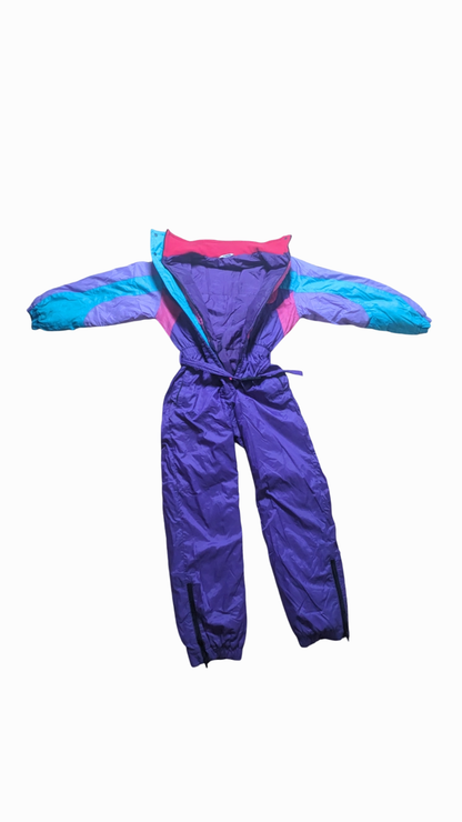 90s Brugi Winter Skianzug Nylon Lila/Grün L