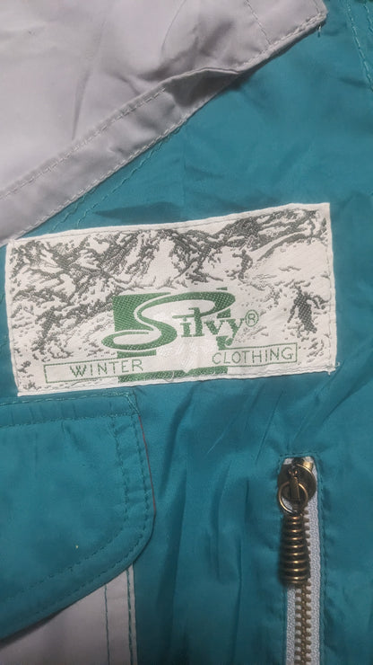 90s Silvy Winter Skianzug Grün/Rot XXL