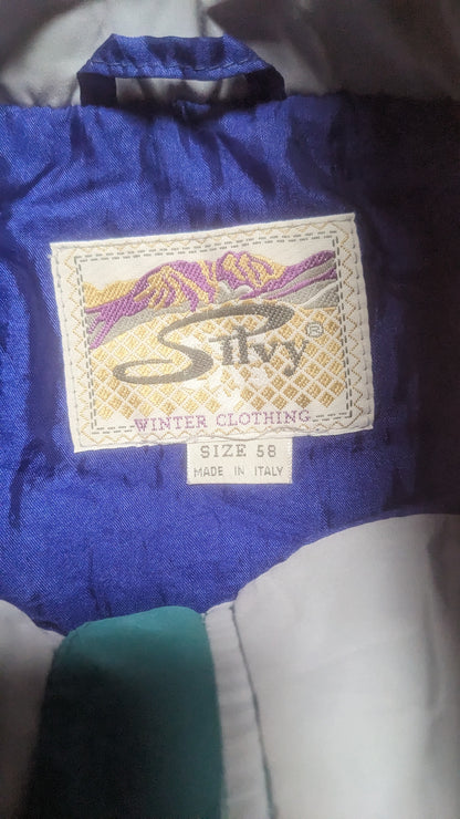 90s Silvy Winter Skianzug Grün/Rot XXL