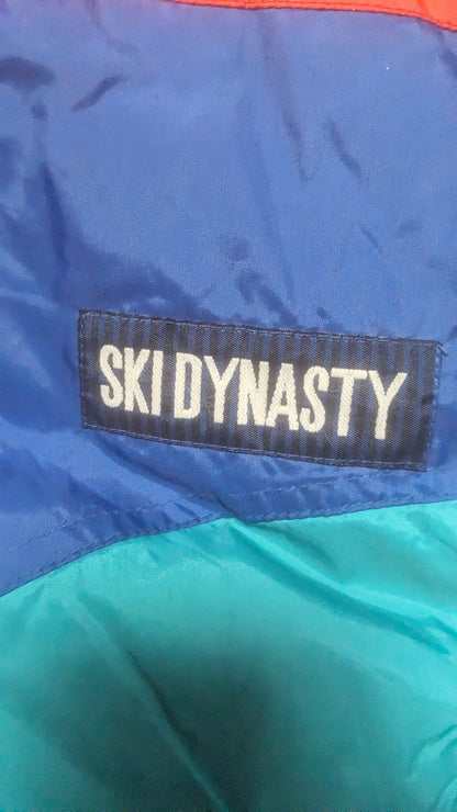 90s Ski Dynasty Winter Skianzug Nylon Rot/Grün XXL