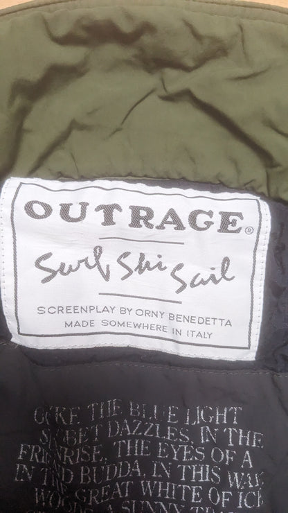 90s Outrage Winter Skianzug Nylon Khaki/Grün L