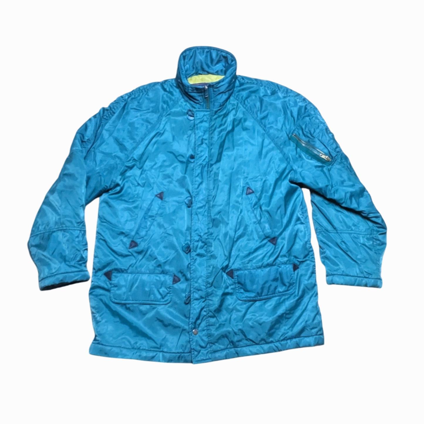 80s Winter Jacke Nylon Grün/Gelb L