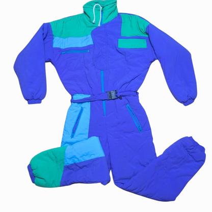 90s 3 Suisses Winter Ski Jacke Nylon Lila/Grün S