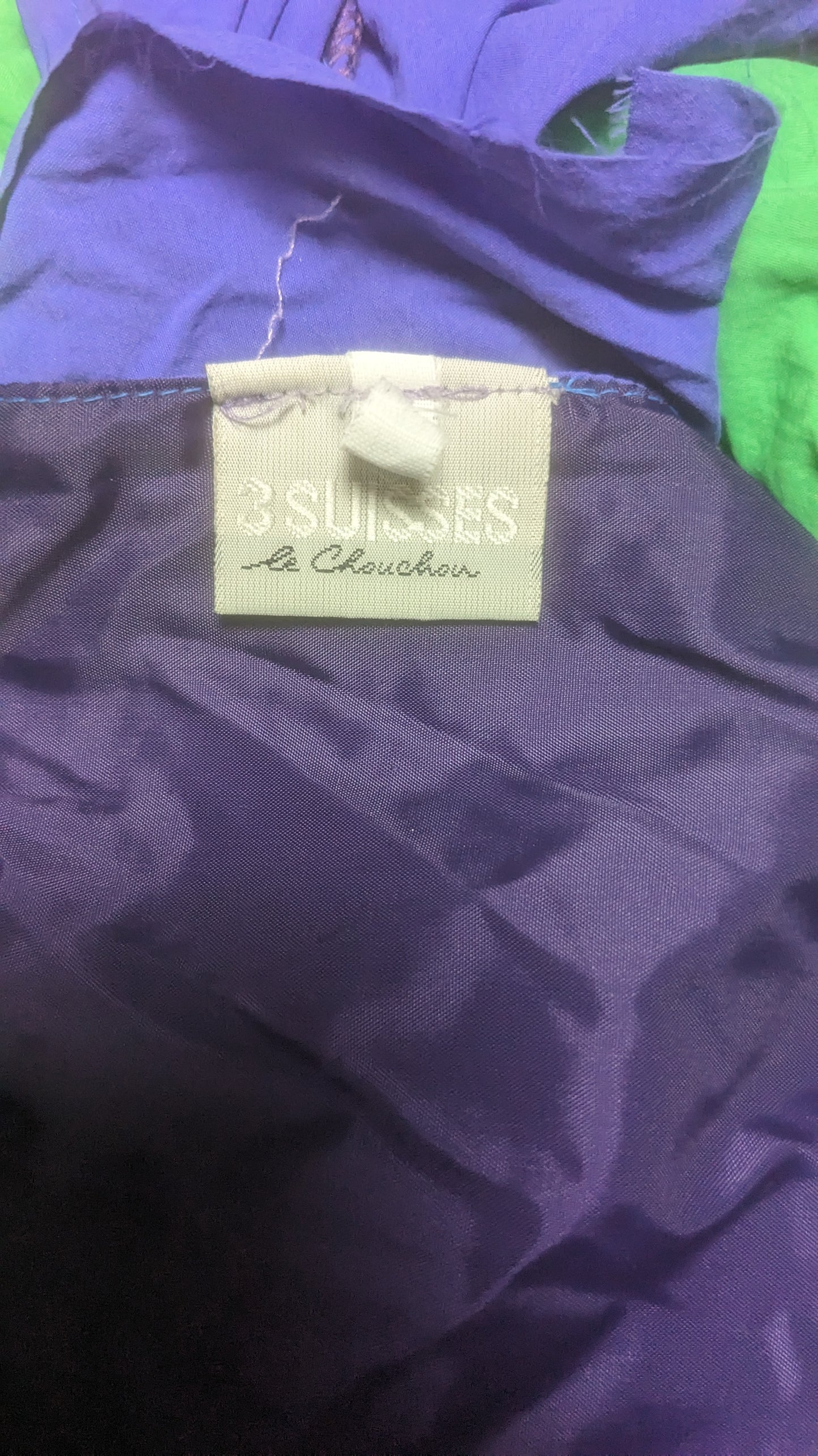 90s 3 Suisses Winter Ski Jacke Nylon Lila/Grün S