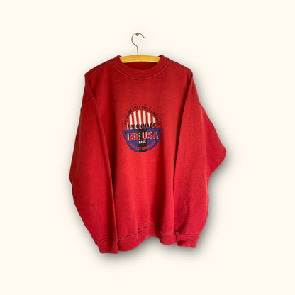 USA 80s Union made Lee Sweatshirt Baumwolle Rot/Blau XL