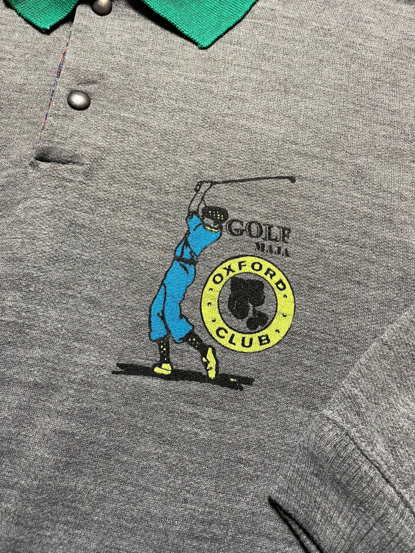 80s Oxford Golf Club Sweatshirt Baumwolle Grau/Grün L